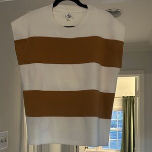 Able LA Cream and Tan Striped Sweater Vest